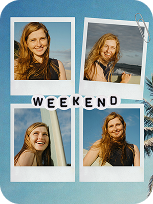 Blue weekend portrait collage template